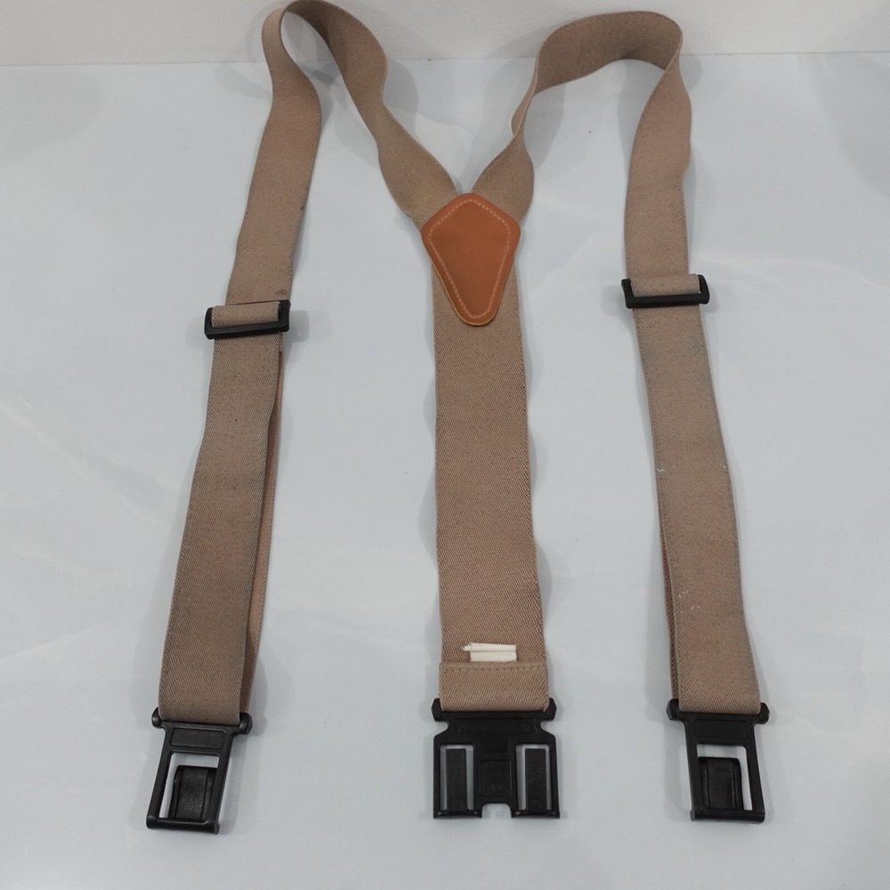 Suspender Mens DICKIES PERRY Neutral Tan Adjustable Stretch Y‎ Back Belt Clip